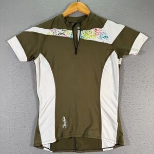 Pearl Izumi‎ Cycling Jersey Shirt Womens Medium Brown Paint Splatter Outdoors